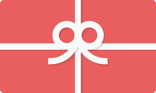 A digital gift card image featuring a red background with a white ribbon bow in the center.